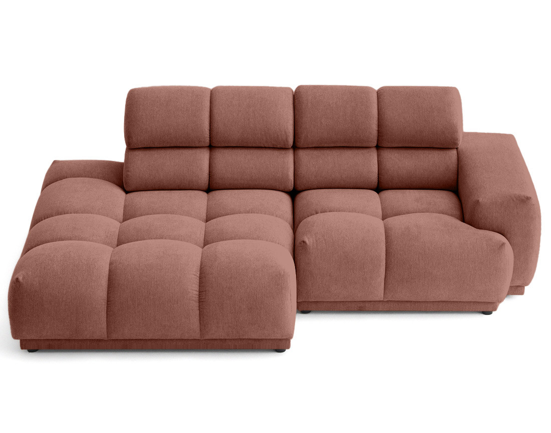 Canapé d'angle gauche 4 places avec têtières réglables en tissu texturé Matera