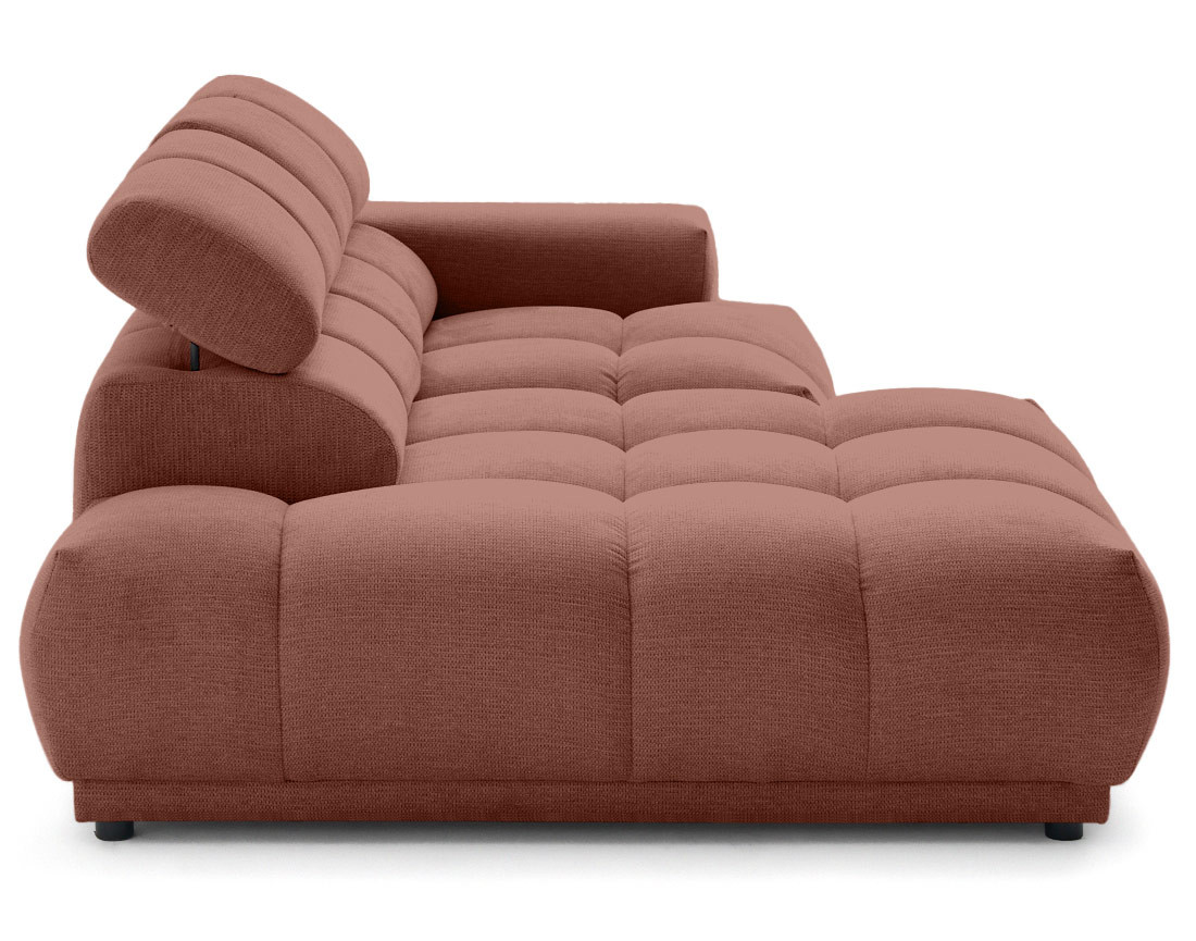 Canapé d'angle gauche 4 places avec têtières réglables en tissu texturé Matera