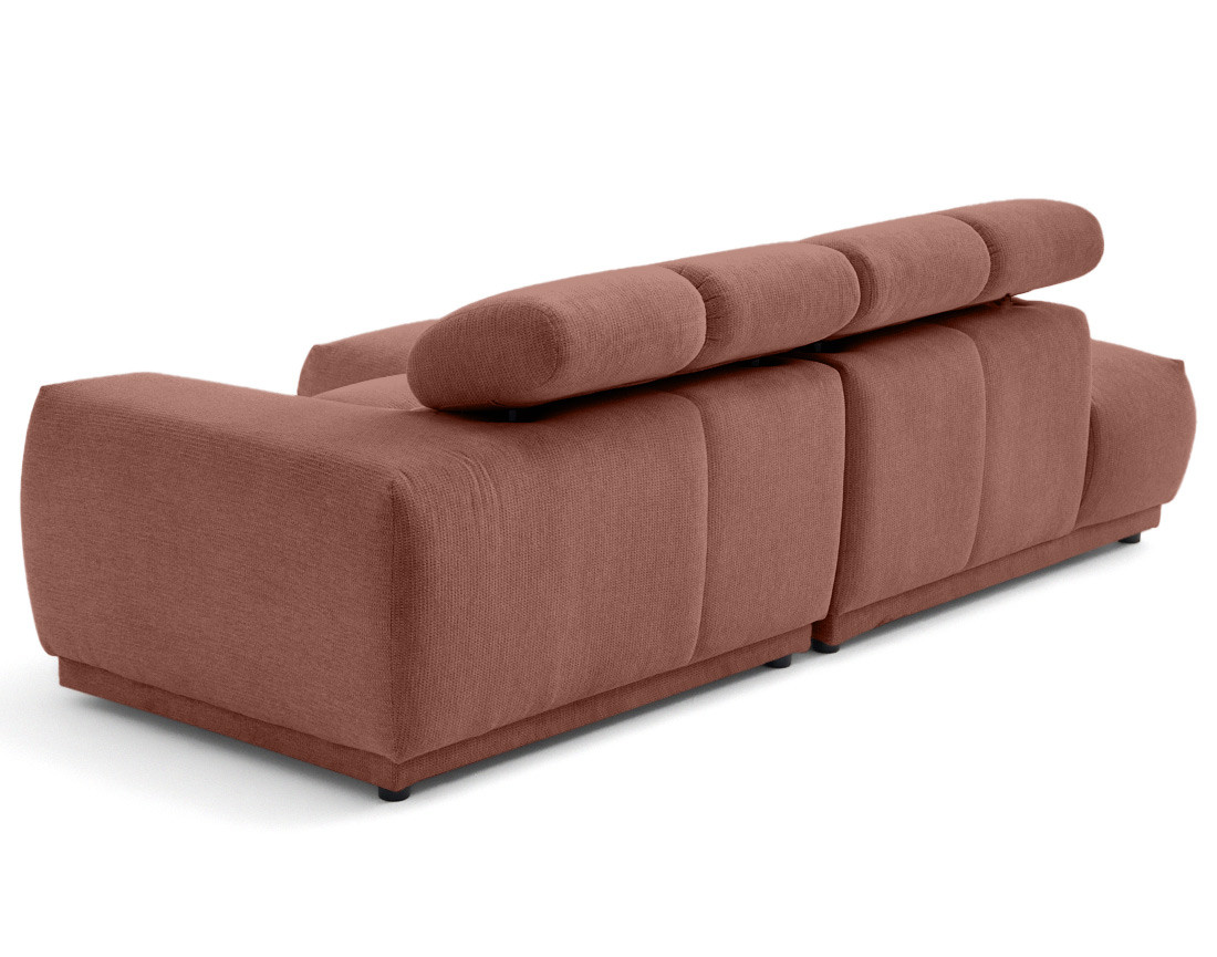 Canapé d'angle gauche 4 places avec têtières réglables en tissu texturé Matera