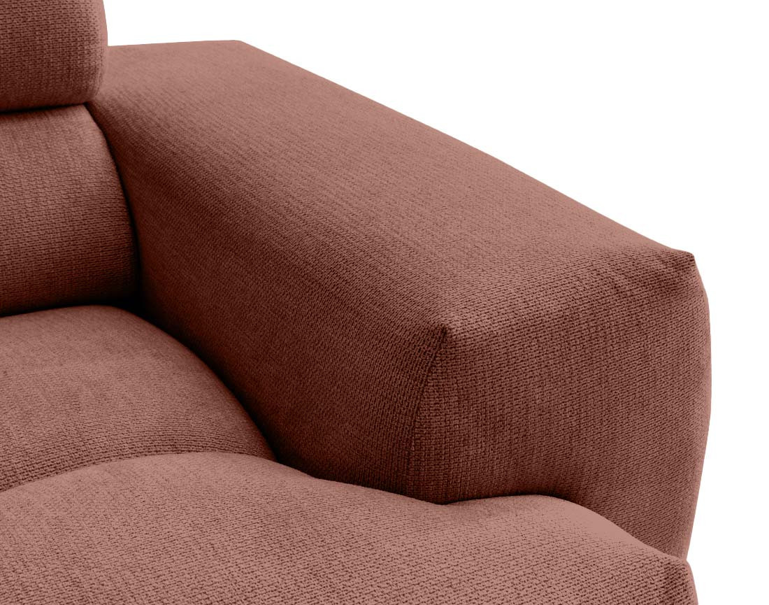 Canapé d'angle gauche 4 places avec têtières réglables en tissu texturé Matera