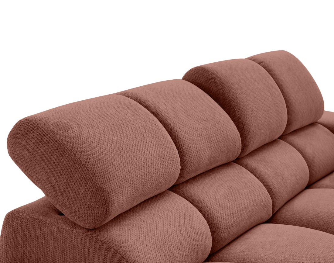 Canapé d'angle gauche 4 places avec têtières réglables en tissu texturé Matera