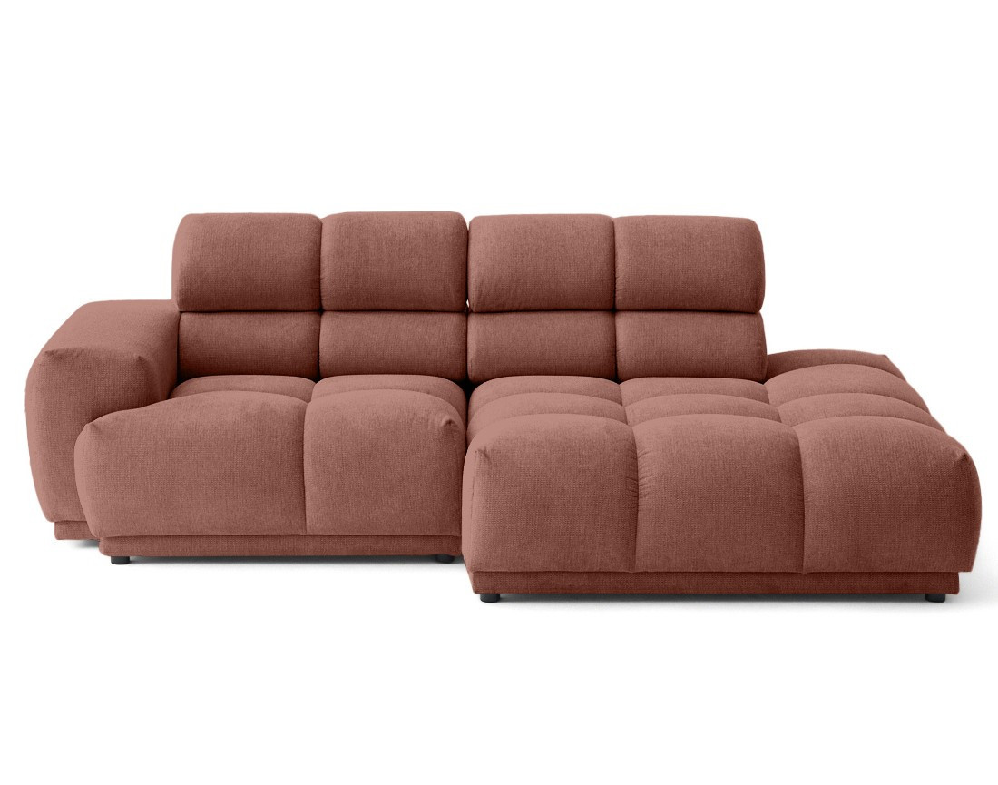Canapé d'angle droit 4 places avec têtières réglables en tissu texturé Matera