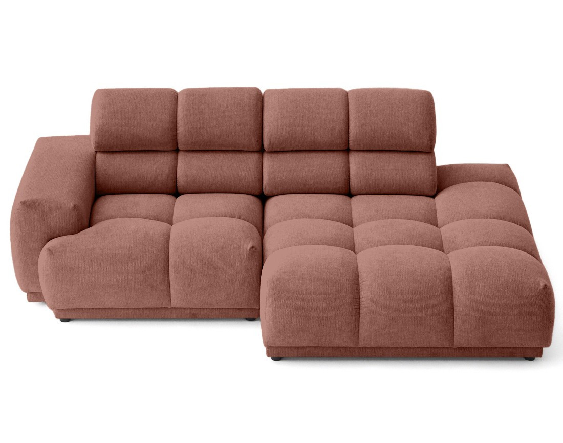 Canapé d'angle droit 4 places avec têtières réglables en tissu texturé Matera