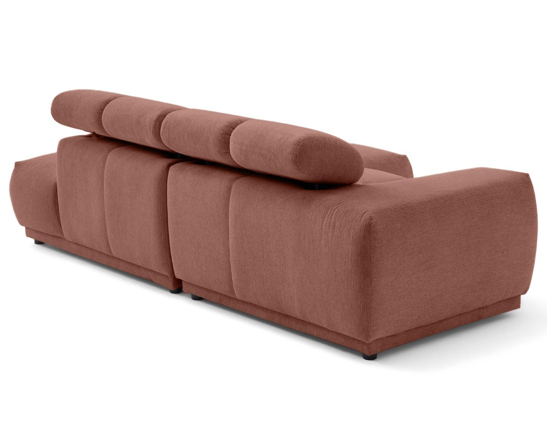 Canapé d'angle droit 4 places avec têtières réglables en tissu texturé Matera