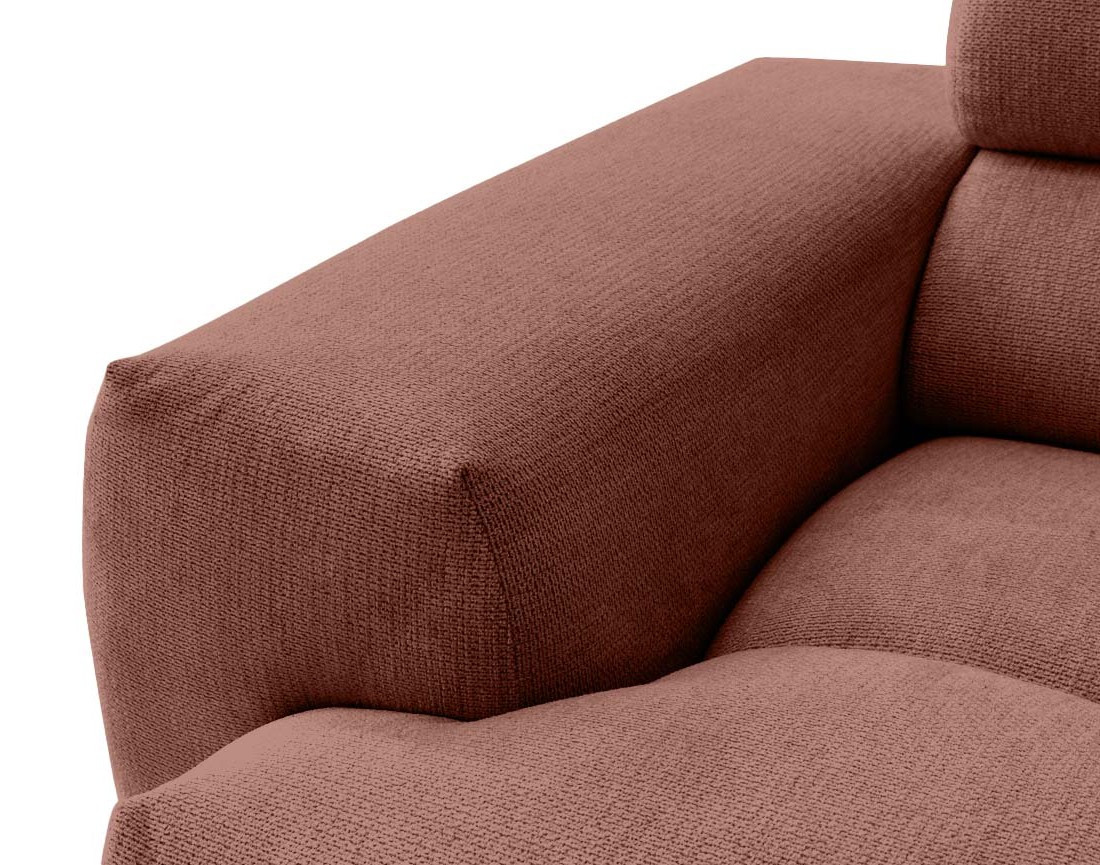 Canapé d'angle droit 4 places avec têtières réglables en tissu texturé Matera