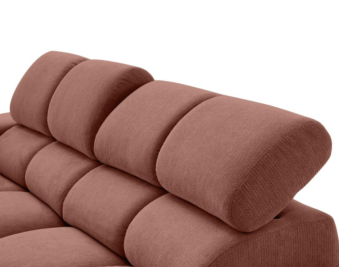 Canapé d'angle droit 4 places avec têtières réglables en tissu texturé Matera