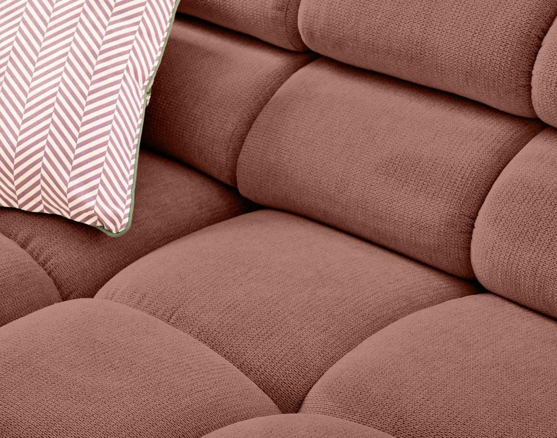 Canapé d'angle droit 4 places avec têtières réglables en tissu texturé Matera