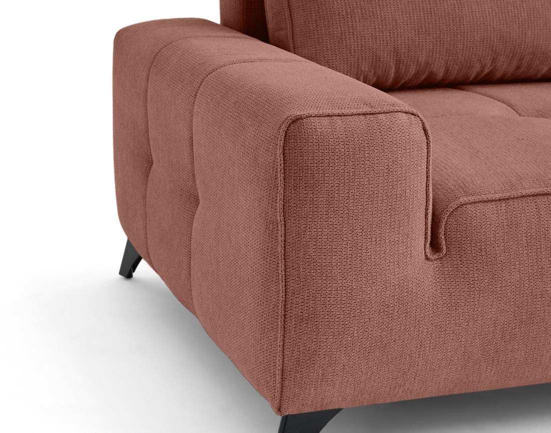 Canapé d'angle droit 4 places convertible avec coffre en tissu texturé Rimini Canapé d'angle droit 4 places convertible avec coffre en tissu texturé Rimini