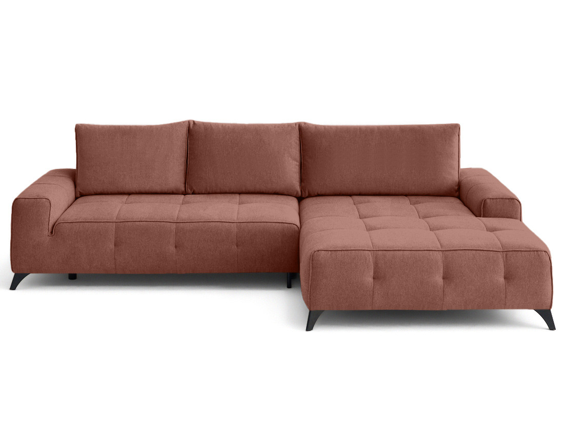 Canapé d'angle droit 4 places convertible avec coffre en tissu texturé Rimini Canapé d'angle droit 4 places convertible avec coffre en tissu texturé Rimini