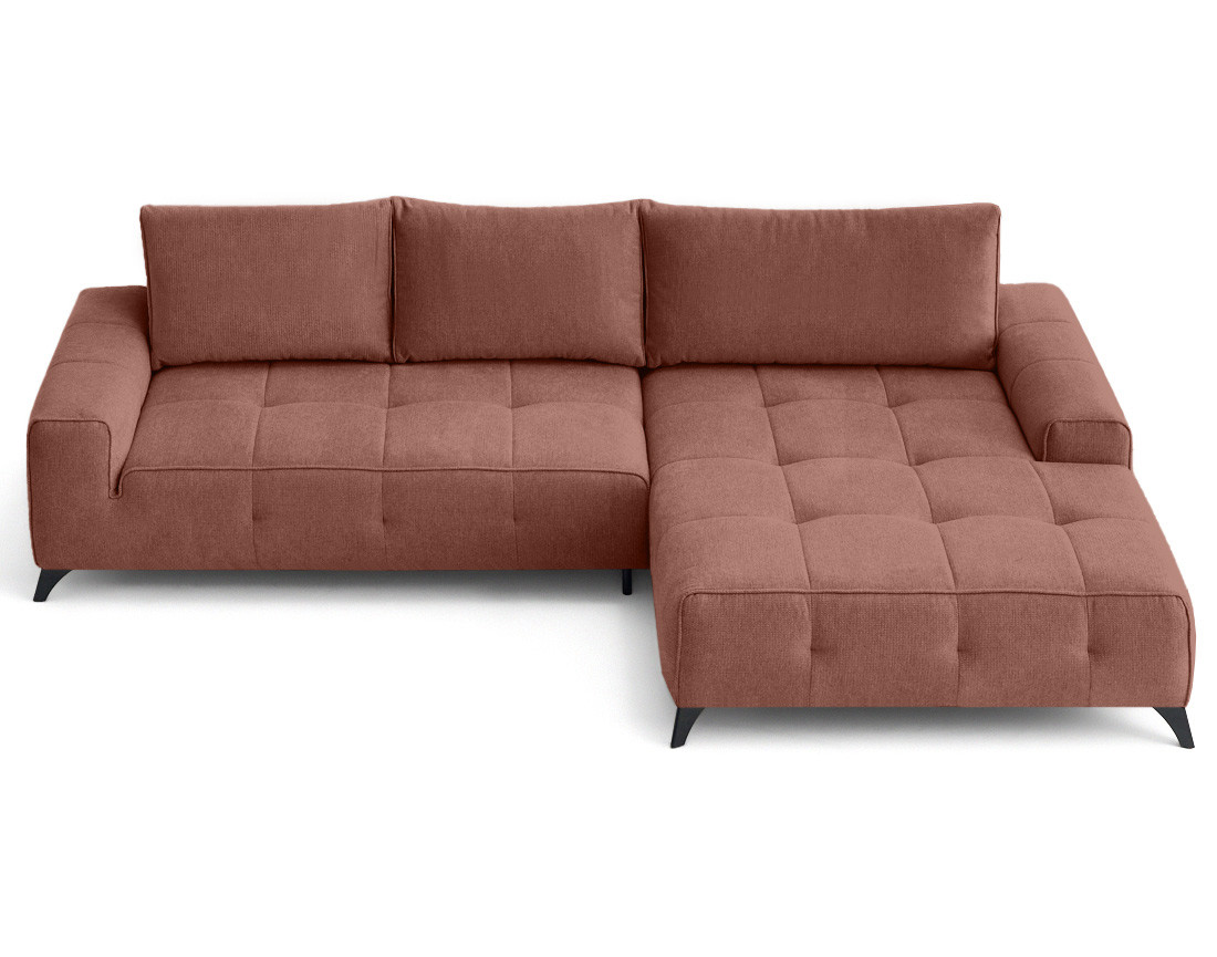 Canapé d'angle droit 4 places convertible avec coffre en tissu texturé Rimini Canapé d'angle droit 4 places convertible avec coffre en tissu texturé Rimini