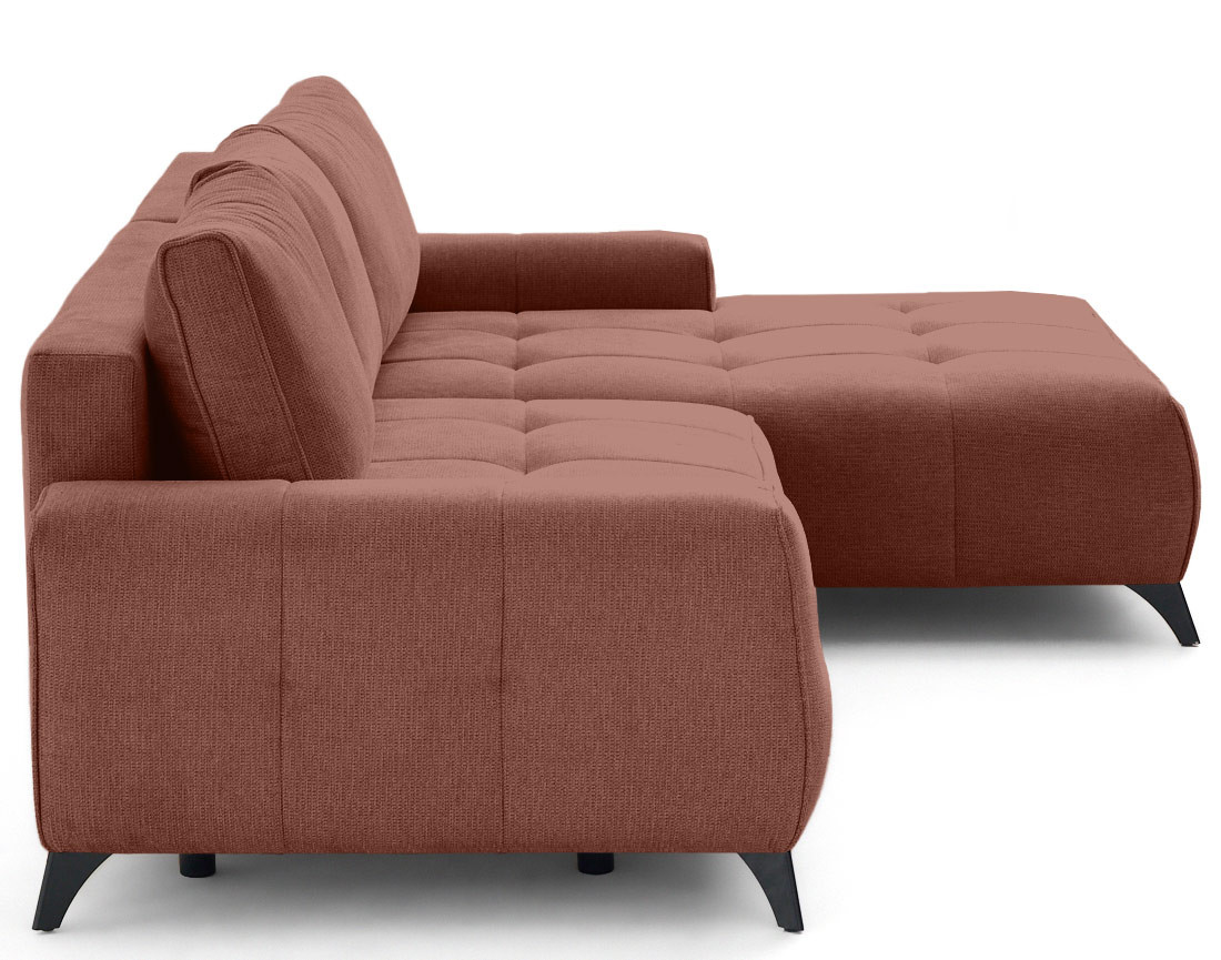 Canapé d'angle droit 4 places convertible avec coffre en tissu texturé Rimini Canapé d'angle droit 4 places convertible avec coffre en tissu texturé Rimini