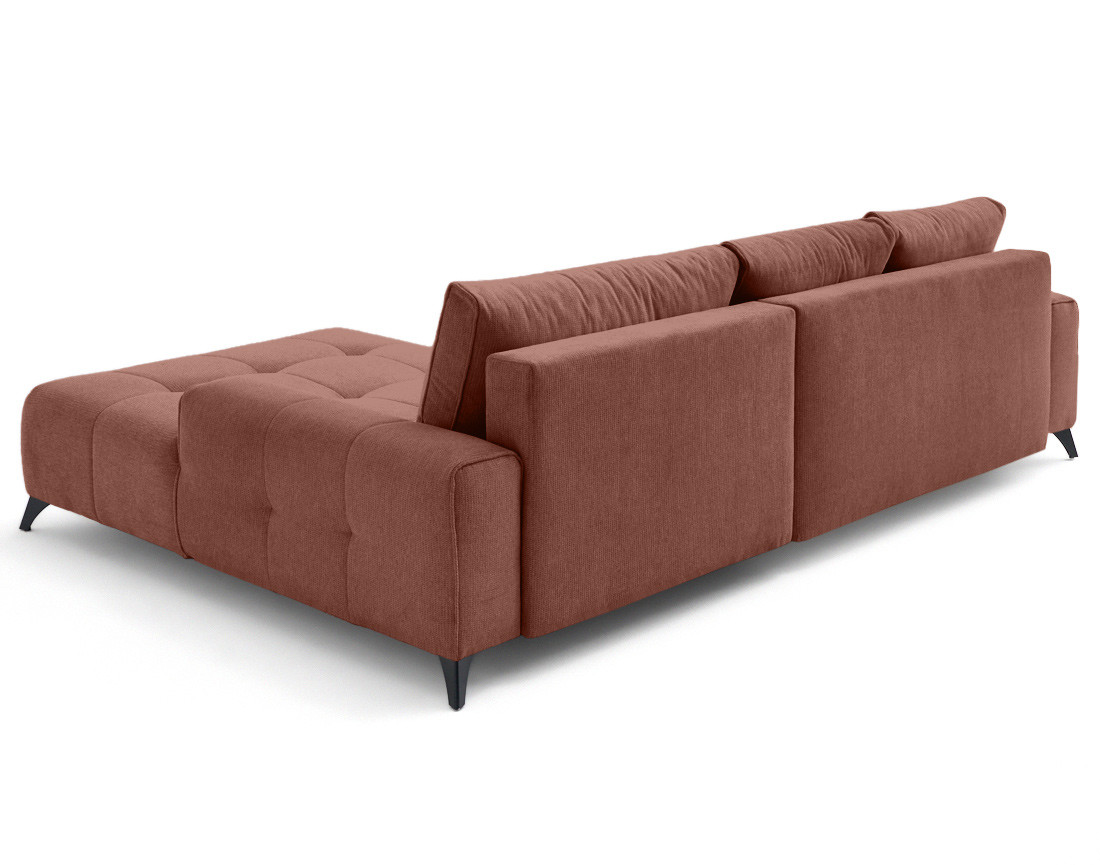 Canapé d'angle droit 4 places convertible avec coffre en tissu texturé Rimini Canapé d'angle droit 4 places convertible avec coffre en tissu texturé Rimini