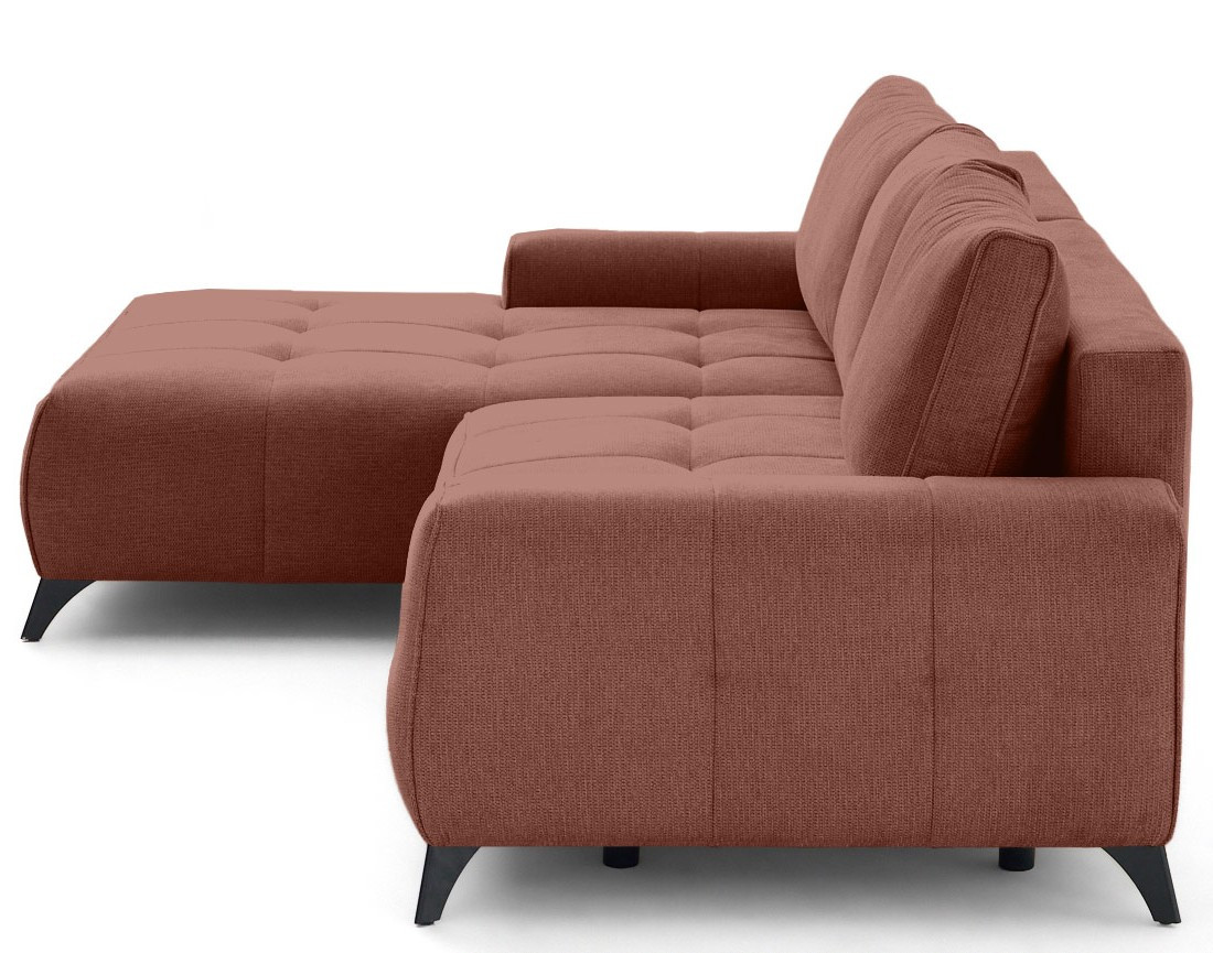 Canapé d'angle gauche 4 places convertible avec coffre en tissu texturé Rimini Canapé d'angle gauche 4 places convertible avec coffre en tissu texturé Rimini