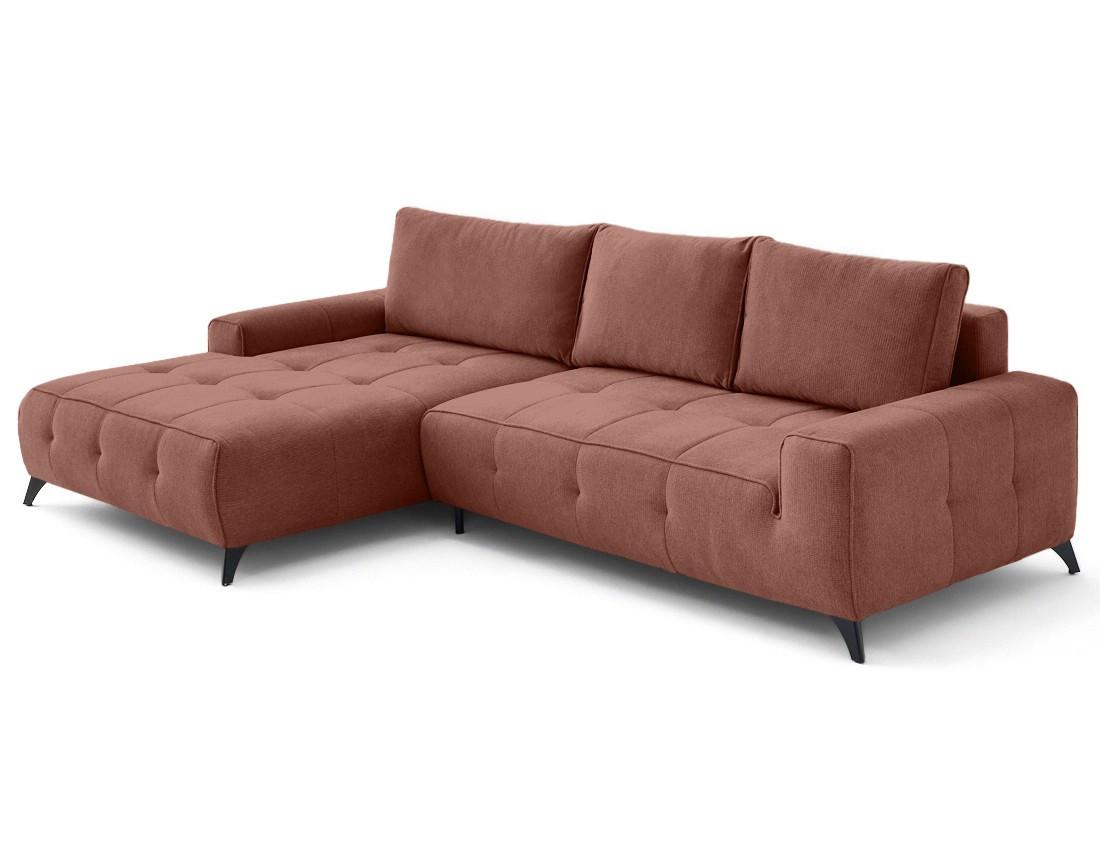 Canapé d'angle gauche 4 places convertible avec coffre en tissu texturé Rimini Canapé d'angle gauche 4 places convertible avec coffre en tissu texturé Rimini