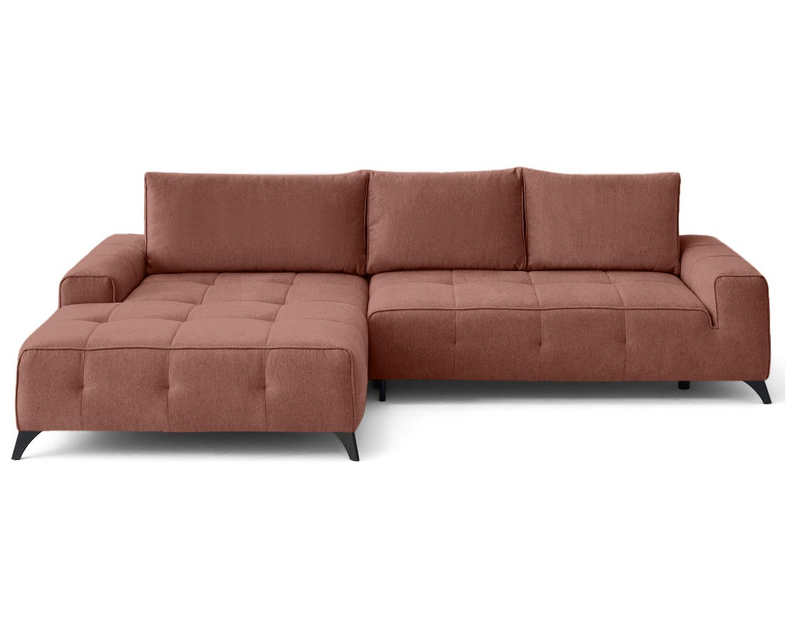 Canapé d'angle gauche 4 places convertible avec coffre en tissu texturé Rimini Canapé d'angle gauche 4 places convertible avec coffre en tissu texturé Rimini