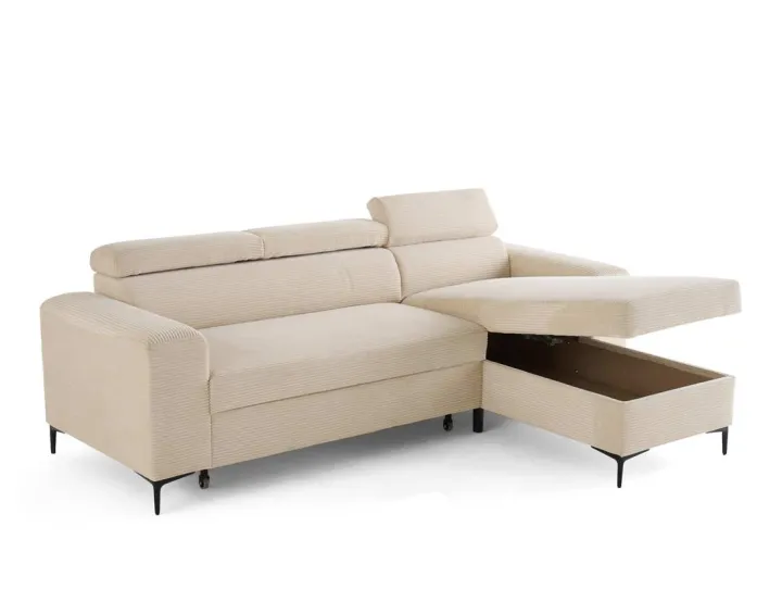 Canapé 4 places convertible, têtières et coffre de rangement Ceylan Canapé 4 places convertible, têtières et coffre de rangement Ceylan