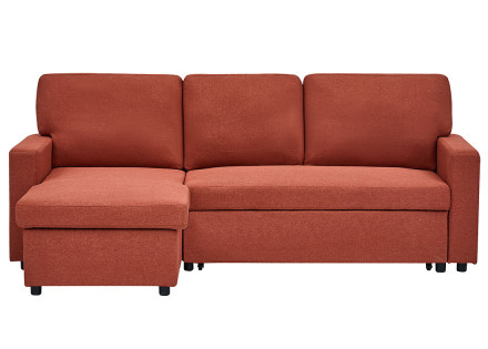 Canapé d’angle 4 places en tissu convertible avec coffre Meiya