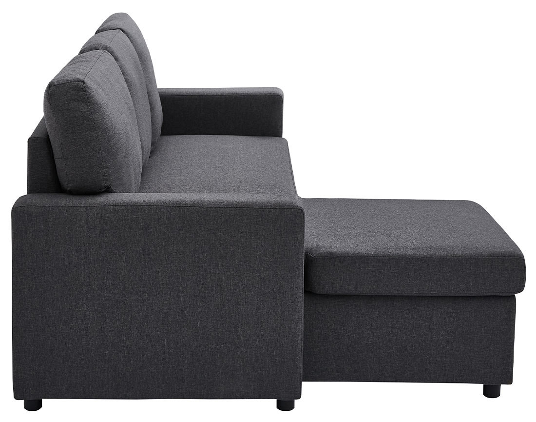 Canapé d’angle 4 places en tissu convertible avec coffre Meiya