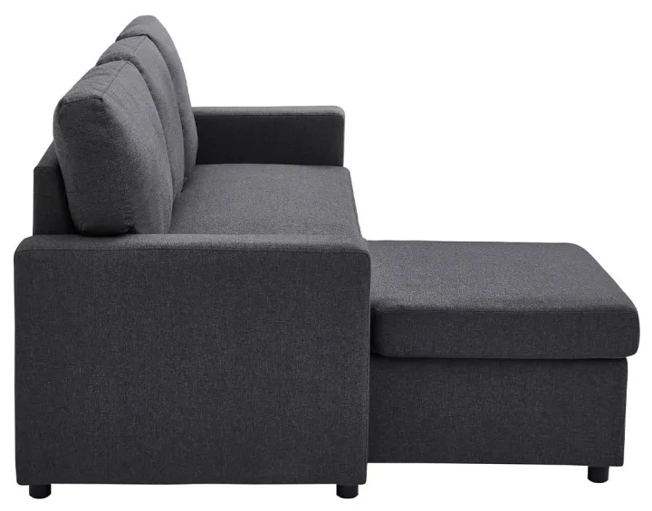 Canapé d’angle 4 places en tissu convertible avec coffre Meiya Canapé d’angle 4 places en tissu convertible avec coffre Meiya