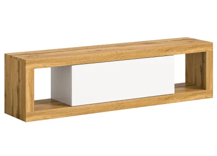 Meuble tv 1 porte bois et blanc 150 cm Ethan