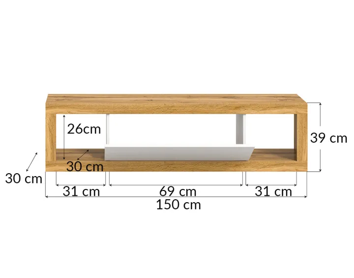 Meuble tv 1 porte bois et blanc 150 cm Ethan Meuble tv 1 porte bois et blanc 150 cm Ethan