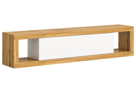 Meuble tv 1 porte bois et blanc 180 cm Ethan