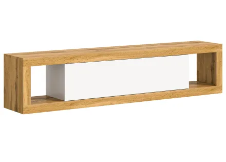 Meuble tv 1 porte bois et blanc 180 cm Ethan