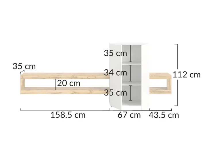 Meuble tv suspendu 2 portes et 2 étagères bois et blanc 270 cm Ned Meuble tv suspendu 2 portes et 2 étagères bois et blanc 270 cm Ned