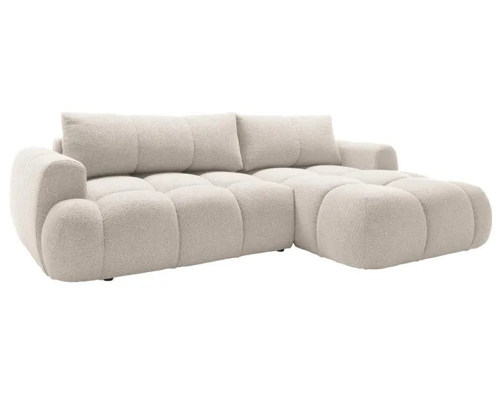 Canapé d'angle droit 4 places convertible avec coffre en tissu bouclette Yulin Canapé d'angle droit 4 places convertible avec coffre en tissu bouclette Yulin