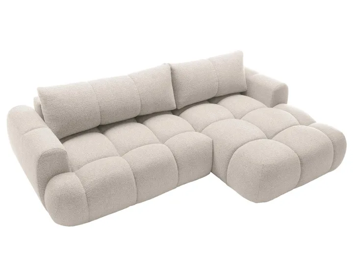 Canapé d'angle droit 4 places convertible avec coffre en tissu bouclette Yulin Canapé d'angle droit 4 places convertible avec coffre en tissu bouclette Yulin