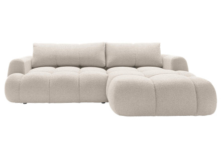 Canapé d'angle droit 4 places convertible avec coffre en tissu bouclette Yulin