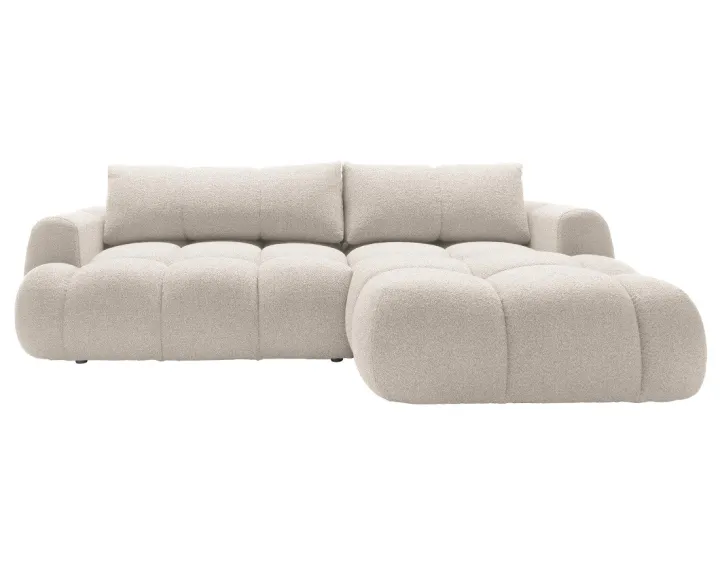 Canapé d'angle droit 4 places convertible avec coffre en tissu bouclette Yulin Canapé d'angle droit 4 places convertible avec coffre en tissu bouclette Yulin