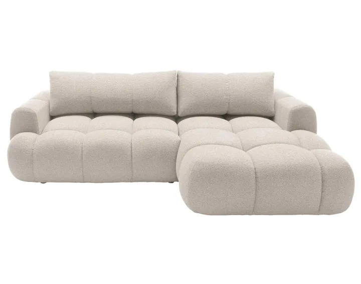 Canapé d'angle droit 4 places convertible avec coffre en tissu bouclette Yulin Canapé d'angle droit 4 places convertible avec coffre en tissu bouclette Yulin
