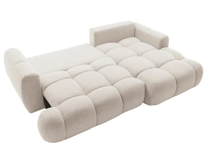Canapé d'angle droit 4 places convertible avec coffre en tissu bouclette Yulin Canapé d'angle droit 4 places convertible avec coffre en tissu bouclette Yulin