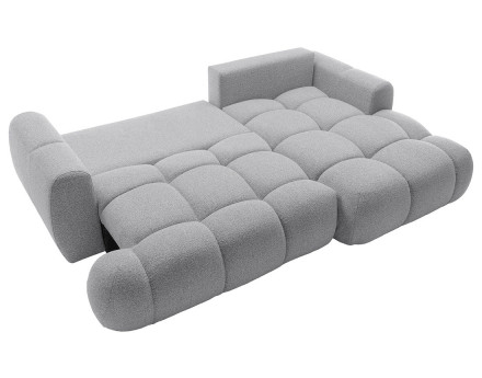 Canapé d'angle droit 4 places convertible avec coffre en tissu bouclette Yulin