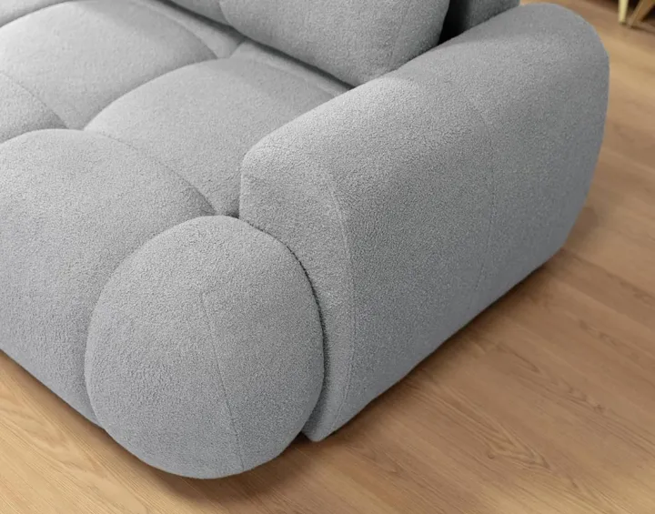 Canapé d'angle gauche 4 places convertible avec coffre en tissu bouclette Yulin Canapé d'angle gauche 4 places convertible avec coffre en tissu bouclette Yulin