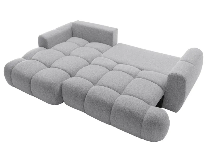 Canapé d'angle gauche 4 places convertible avec coffre en tissu bouclette Yulin Canapé d'angle gauche 4 places convertible avec coffre en tissu bouclette Yulin