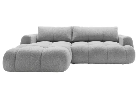 Canapé d'angle gauche 4 places convertible avec coffre en tissu bouclette Yulin