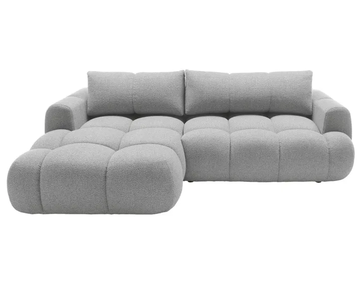 Canapé d'angle gauche 4 places convertible avec coffre en tissu bouclette Yulin Canapé d'angle gauche 4 places convertible avec coffre en tissu bouclette Yulin