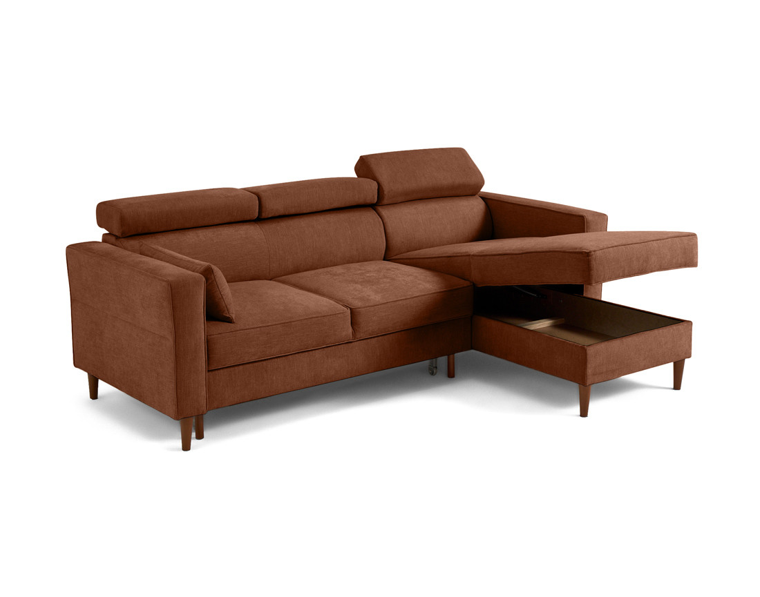 Canapé d'angle convertible avec têtières coffre 4 places Alicante