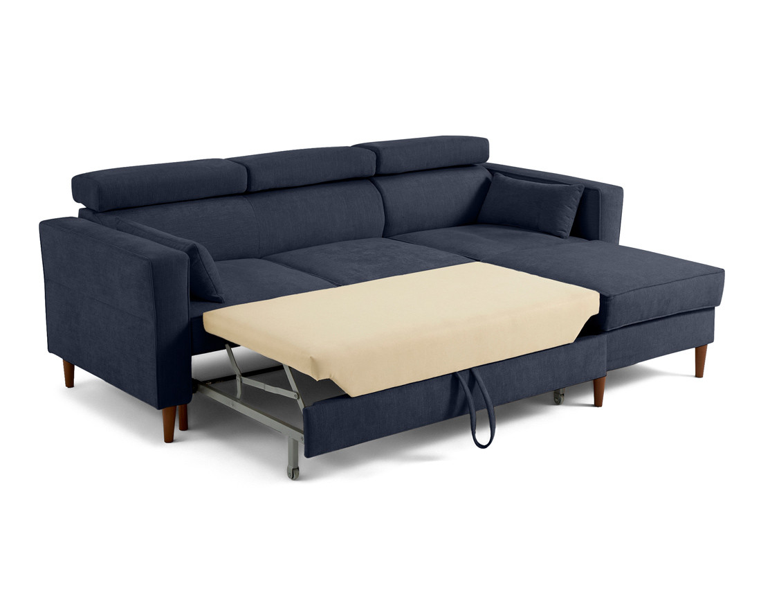 Canapé d'angle convertible avec têtières coffre 4 places Alicante