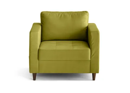 Fauteuil avec poche en velours pieds en bois Anna
