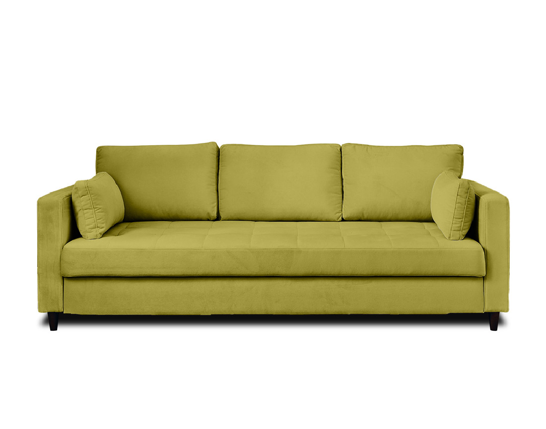 Canapé droit 3 places convertible avec poche en velours Anna