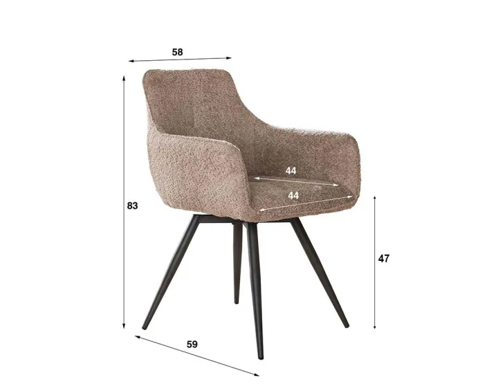Lot de 2 fauteuils rotatifs en tissu bouclette sable Boha Lot de 2 fauteuils rotatifs en tissu bouclette sable Boha