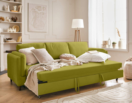 Canapé 3 places convertible en velours Brooke