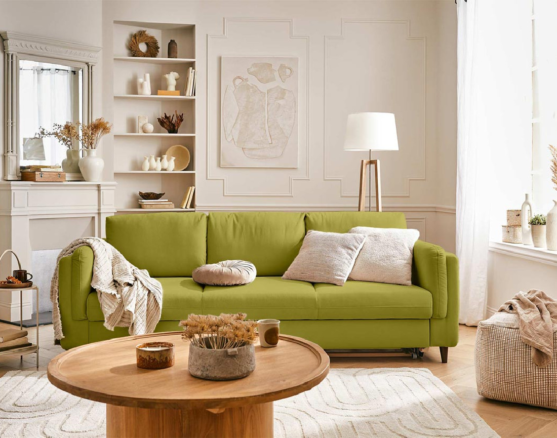 Canapé 3 places convertible en velours Brooke