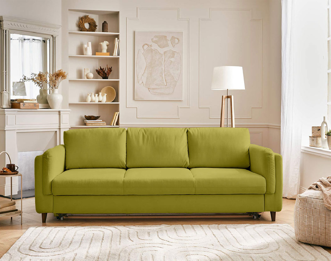 Canapé 3 places convertible en velours Brooke