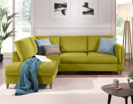 Canapé d'angle gauche convertible 5 places en velours Brooke