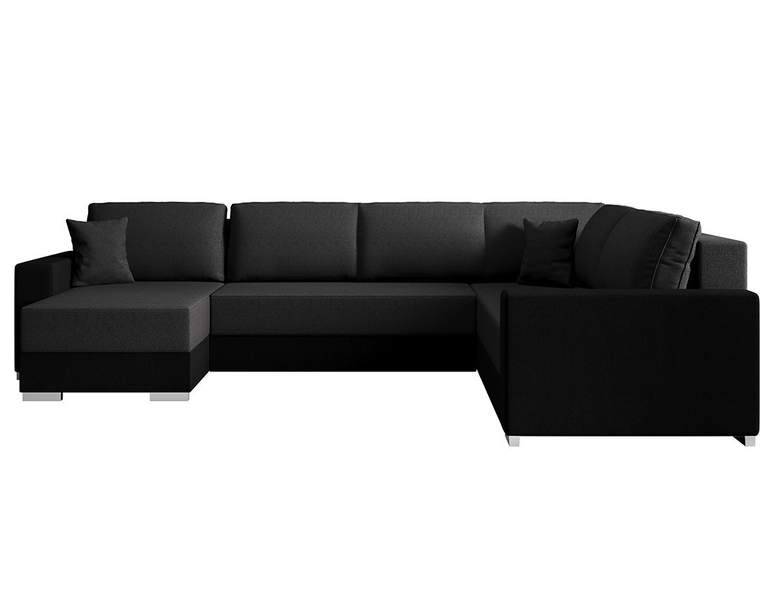 Canapé panoramique d'angle réversible 7 places convertible avec coffre en tissu Epona