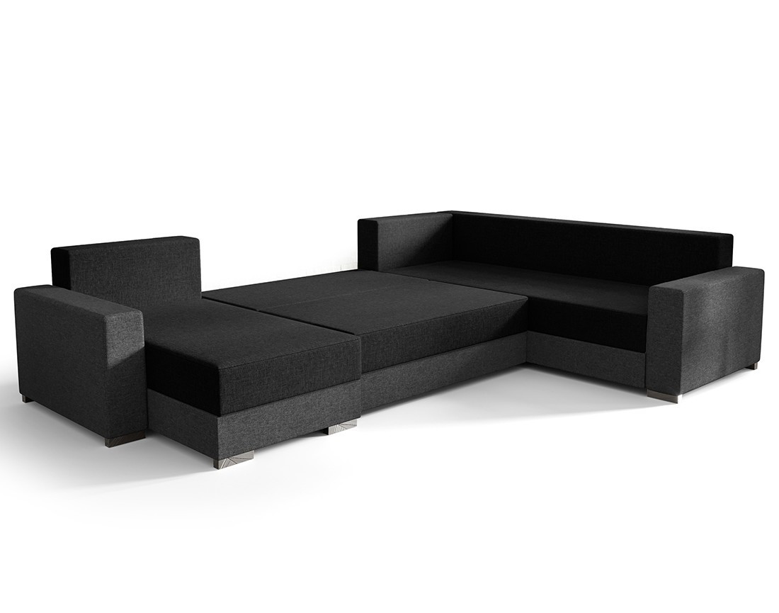 Canapé panoramique d'angle réversible 7 places convertible avec coffre en tissu Epona Canapé panoramique d'angle réversible 7 places convertible avec coffre en tissu Epona